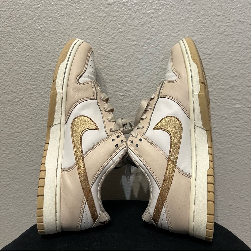 Nike Dunk Low Women's US 9.5 Casual Shoes Gold Swoosh Leather Sneaker DX5930-001 - Picture 4 of 8